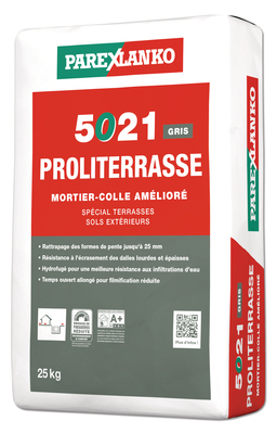 Mortier coller amélioré sans poussière pour sol extérieur 5021 proliterrasse gris - sac de 25 kg - PAREXLANKO