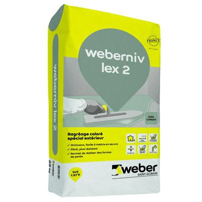 Ragréage coloré spécial extérieur WeberNivLex 2 gris ciment - sac de 25 kg - SAINT GOBAIN WEBER FRANCE