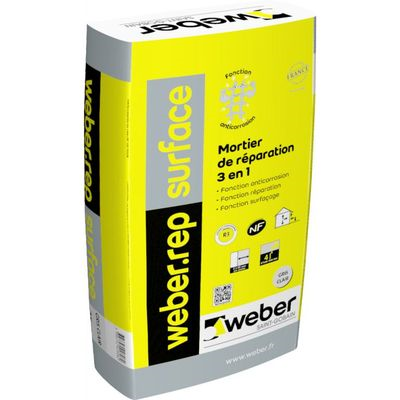 Mortier fibré pour réparation Weber.Rep Surface - sac de 25 kg - SAINT GOBAIN WEBER FRANCE